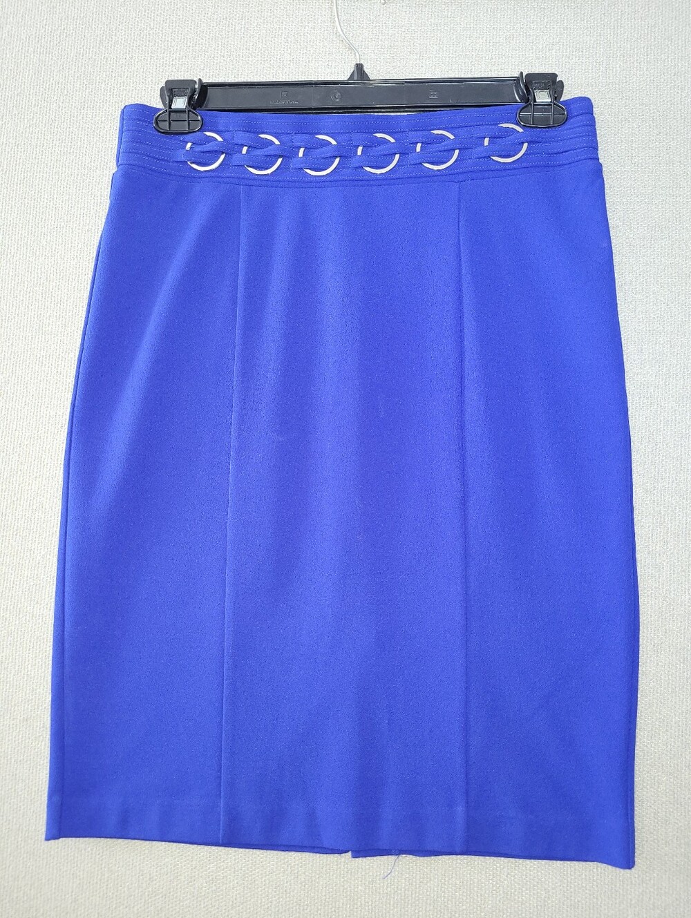Carole Wren Size Medium Blue Pencil Skirt with Decorative Waist Rings
